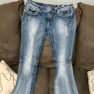 Miss Me Distressed Blue Flare Jeans